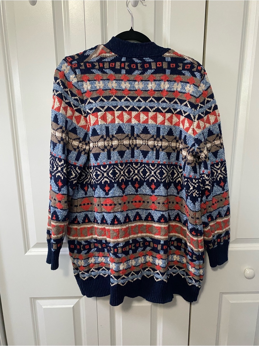 L.L. Bean Navy Multi-Color Fair Isle Open Cardigan - Picture 4 of 8